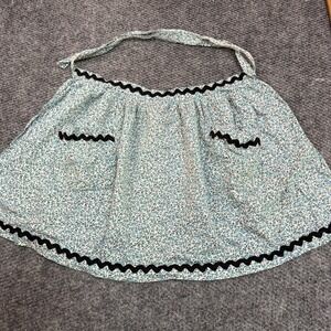 Vintage Handmade Half Apron W/ Pockets Cottagecore Country Cute Blue floral
